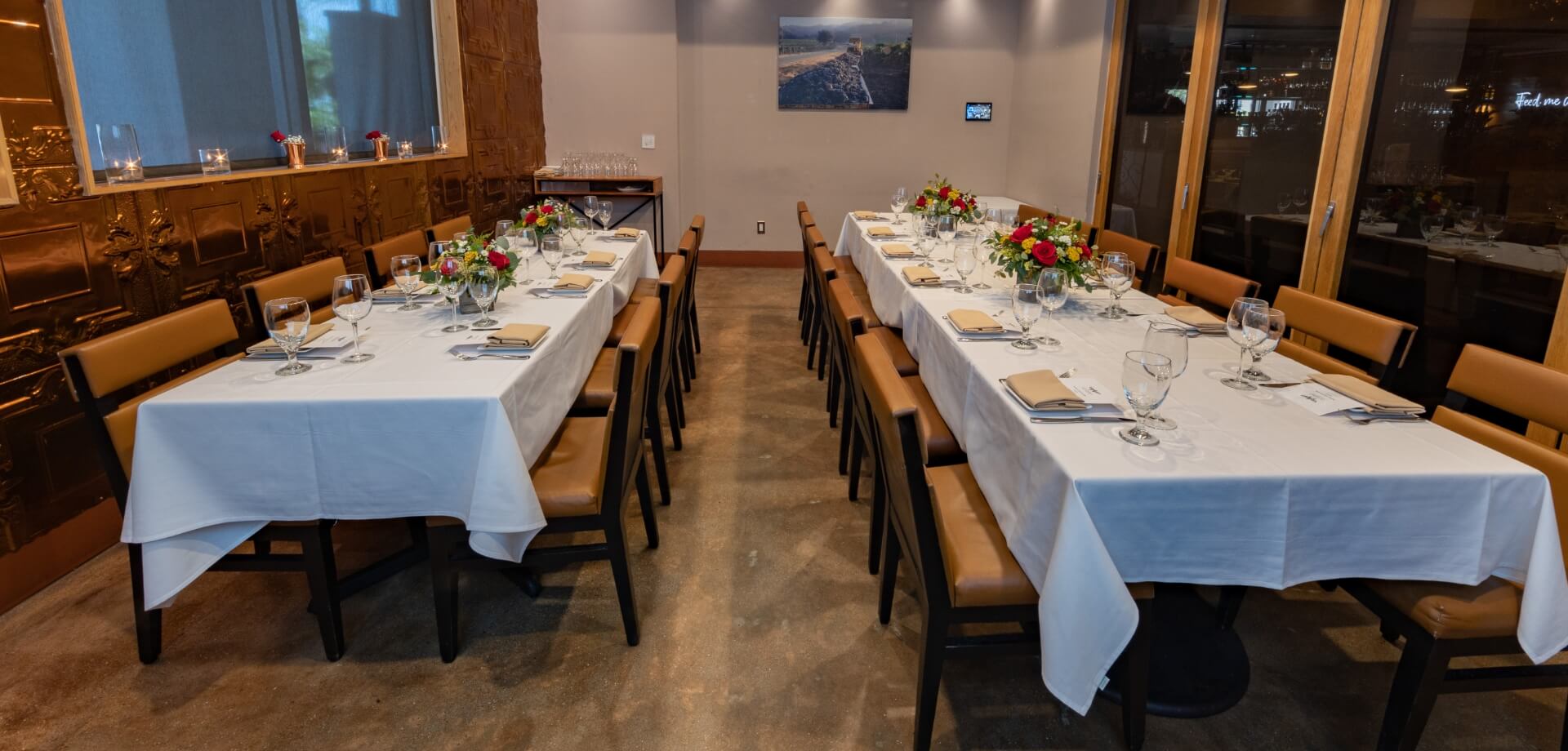 The Yountville private dining room at night